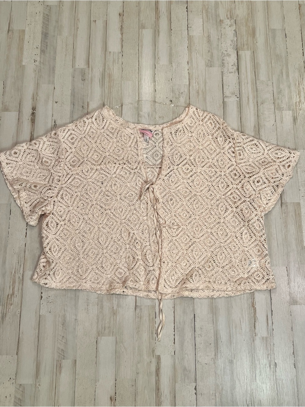 Future Collective Cream Crochet Lace Tie Front Top 2XL